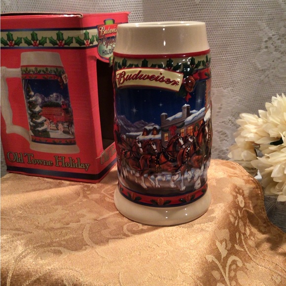 Budweiser | Dining | 203 Budweiser Christmas Stein Old Town Holiday Cs560 Made In Brazil Beer ...